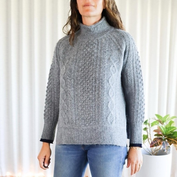 Alex Mill Cable Knit Sweater XS Grey Wool Alpaca Blend Chunky Knit - Picture 2 of 16